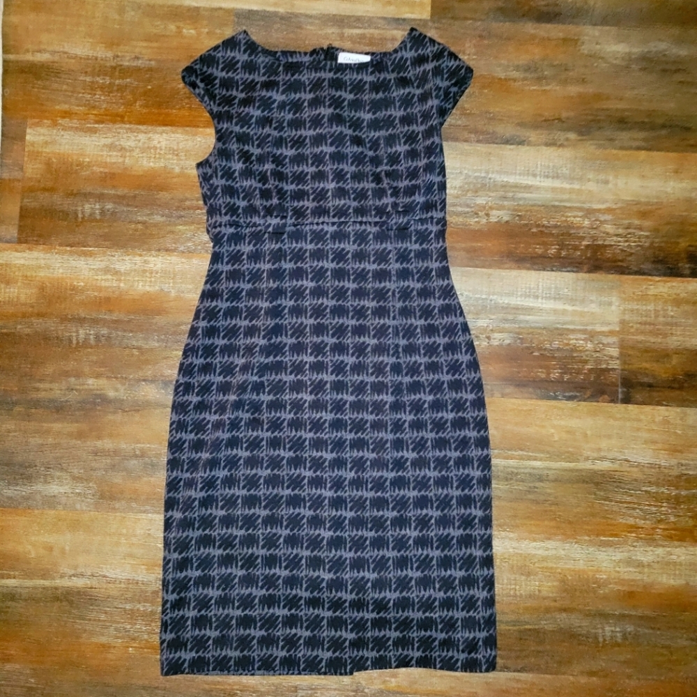 Calvin Klein knee length dress, size 4, black & grey